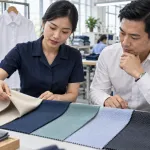 Chuyên gia kiểm tra các chất liệu vải may đồng phục phổ biến