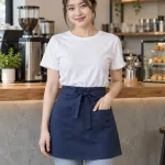 Tạp dề đồng phục màu xanh navy, túi đôi phía trước, form ngắn thắt eo, chất kaki thun
