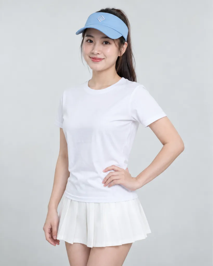 Hình ảnh Mũ đồng phục màu xanh dương nhạt, thêu logo mặt trước, form visor nửa đầu, chất vải canvas
