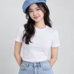 Mũ đồng phục màu xanh dương nhạt, khóa tăng chỉnh, form beret mềm, chất cotton twill