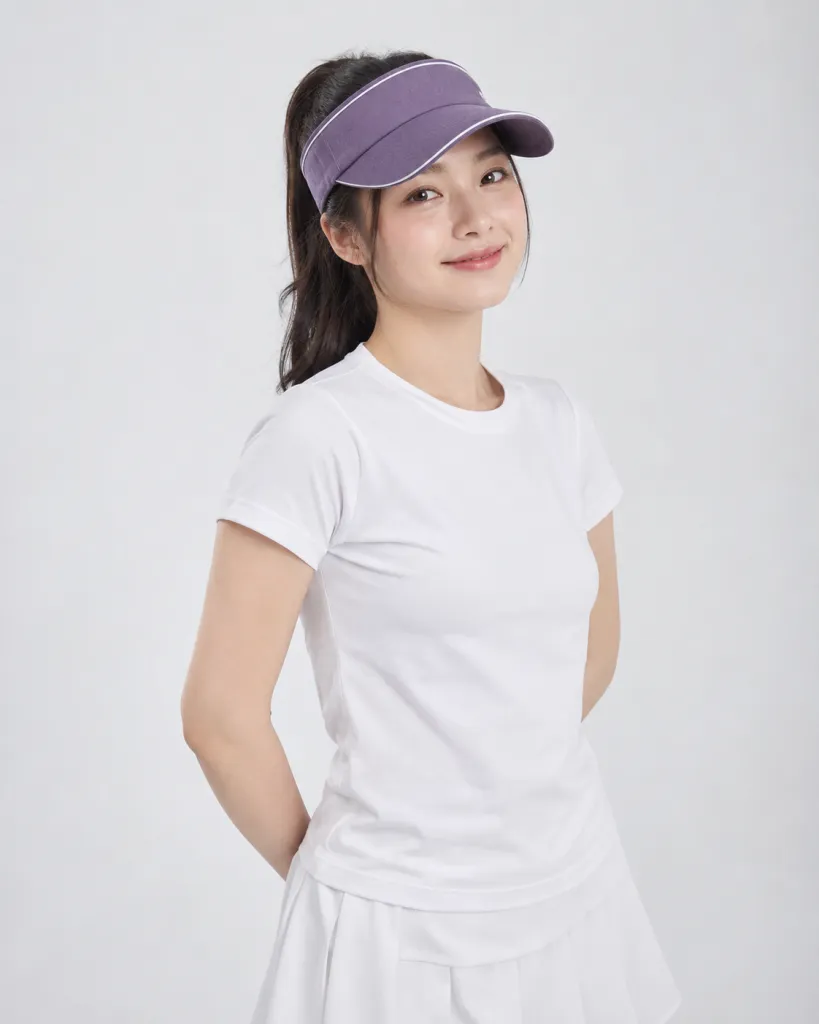 Mũ đồng phục màu tím khói, viền chỉ tương phản, form visor nửa đầu, chất kaki cotton