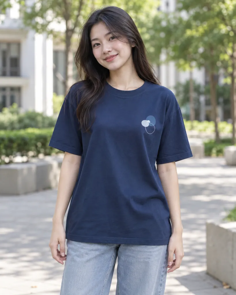 Hình ảnh Áo nhóm màu xanh navy, in hình trước ngực, form cổ tròn unisex, chất cotton 100%