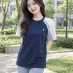 Áo nhóm màu xanh navy, phối tay hai màu, form tay raglan, chất cotton poly