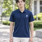 Áo nhóm màu xanh navy, in hình trước ngực, form polo trẻ trung, chất thun lạnh